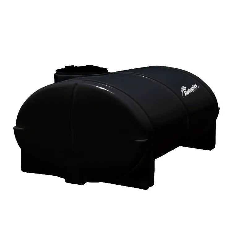 Tanque 2,500 litros Rotoplas horizontal nodriza reforzado al 40% color negro — vista trasera