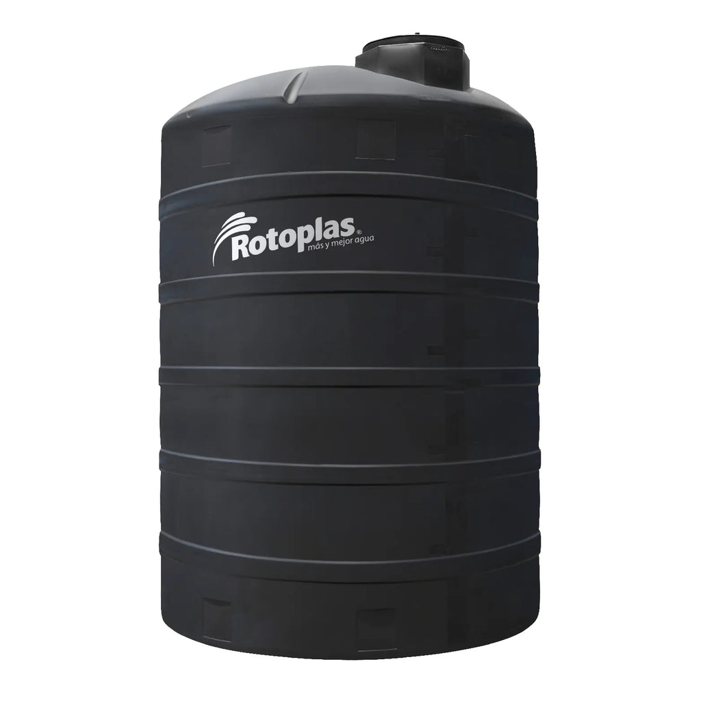 Tanque 10,000 litros Rotoplas vertical estándar color negro (Venta exclusiva en MTY) — vista lateral
