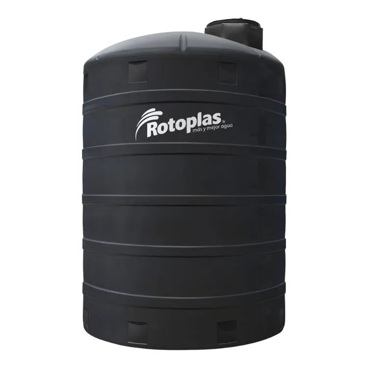 Tanque 10,000 litros Rotoplas vertical reforzado al 20% color negro (Venta exclusiva en MTY) — vista frontal