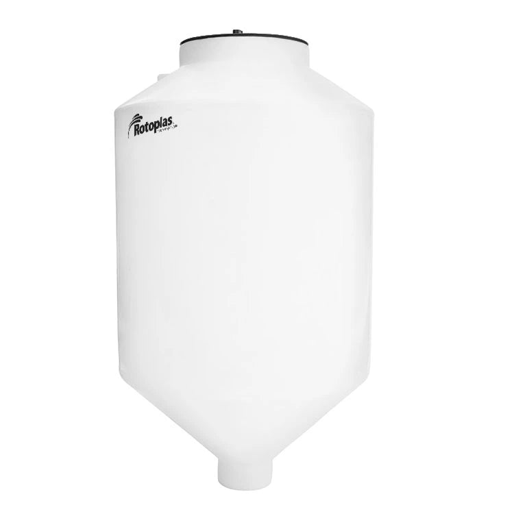 Tolva 1,300 litros Rotoplas Estandar con ángulo de 45° color neutro — vista lateral