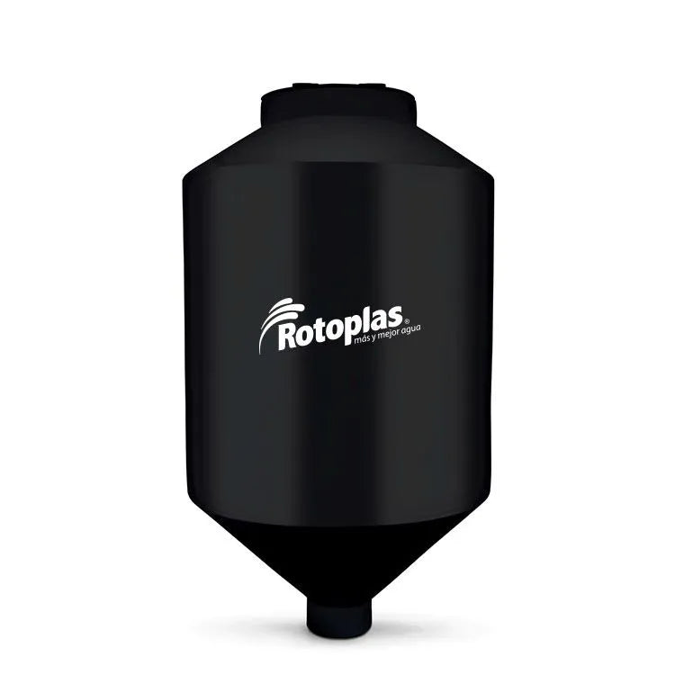Tolva 13,000 litros Rotoplas reforzado al 40% con ángulo de 45° color negro — vista frontal