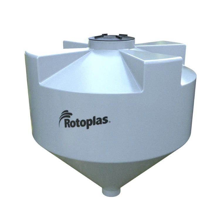 Tolva 3,500 litros Rotoplas estándar con un ángulo de 45° color neutro — vista lateral
