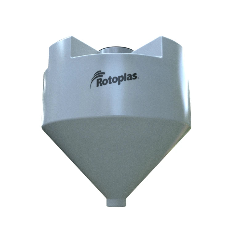 Tolva 3,500 litros Rotoplas reforzado al 40% con un ángulo de 45° color neutro — vista frontal