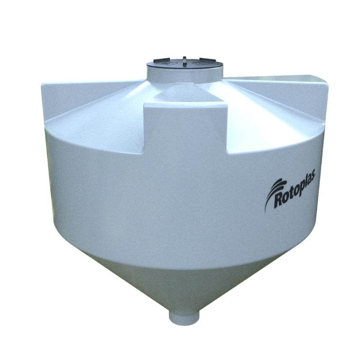 Tolva 3,500 litros Rotoplas reforzado al 40% con un ángulo de 45° color neutro — vista superior