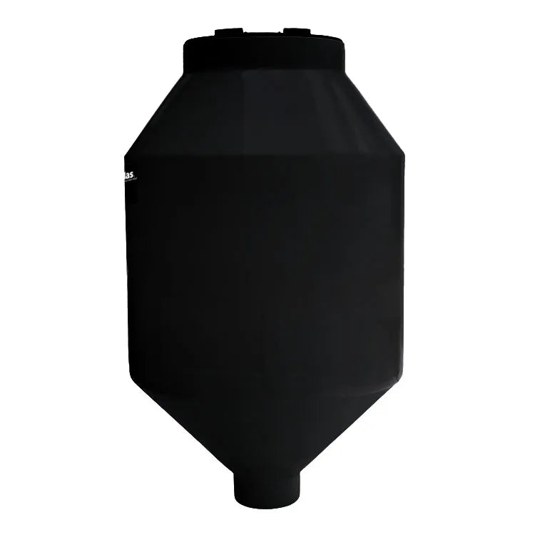 Tolva 600 litros Rotoplas estandar con ángulo al 45° color negro — vista superior