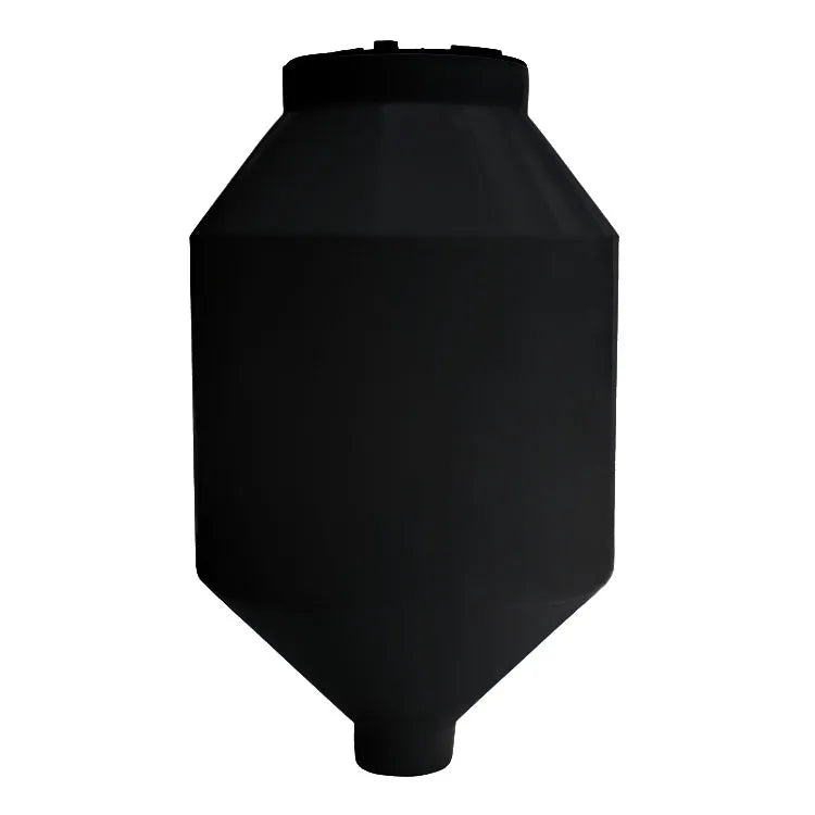 Tolva 600 litros Rotoplas estandar con ángulo al 45° color negro — vista trasera