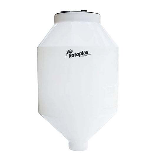 Tolva 600 litros Rotoplas estandar con ángulo al 45° color neutro — vista frontal