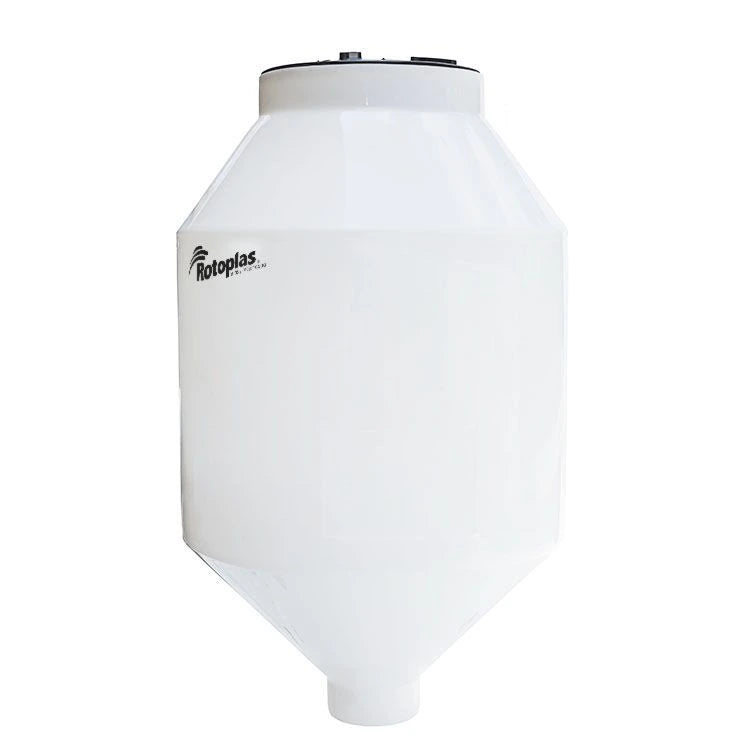 Tolva 600 litros Rotoplas estandar con ángulo al 45° color neutro — vista lateral