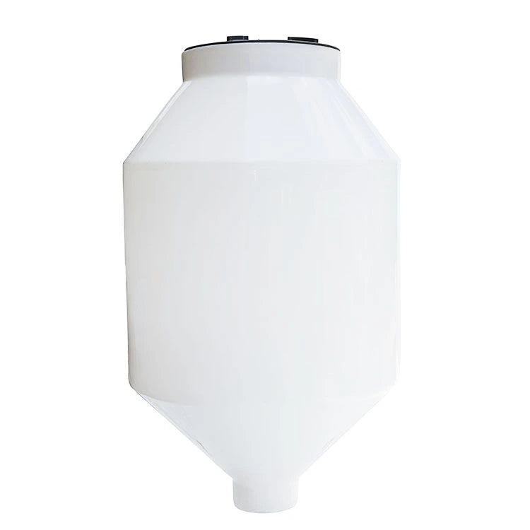 Tolva 600 litros Rotoplas estandar con ángulo al 45° color neutro — vista trasera