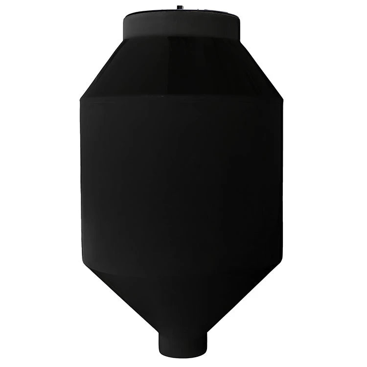 Tolva 600 litros Rotoplas reforzado al 40% con un ángulo de 45° color negro — detalle de tapa