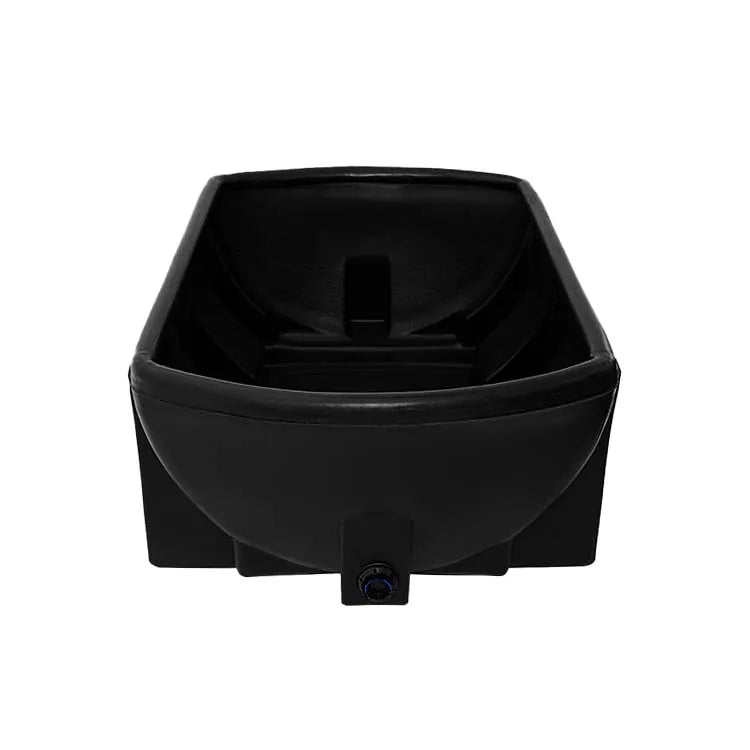 Bebedero 500 litros Rotoplas horizontal estandar color negro — detalle de conexiones