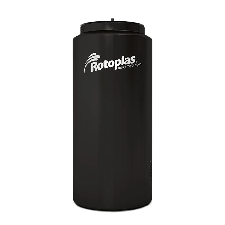 Tanque 500 litros Rotoplas vertical cerrado reforzado al 20% color negro — vista frontal