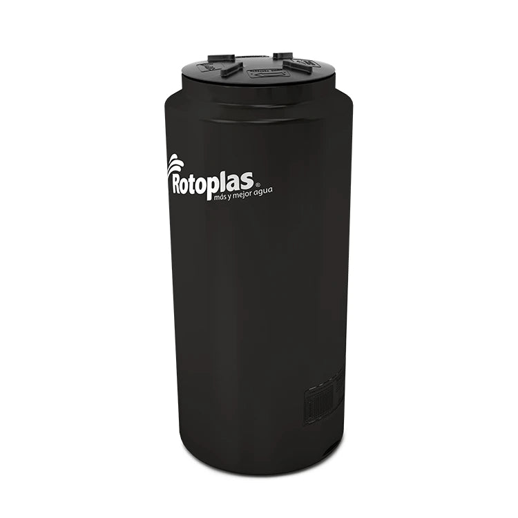 Tanque 500 litros Rotoplas vertical cerrado reforzado al 40% color negro — vista lateral